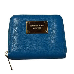 MICHAEL KORS Leather JET SET TRAVEL CONTINENTAL Compact Wallet Zip Around Bifold